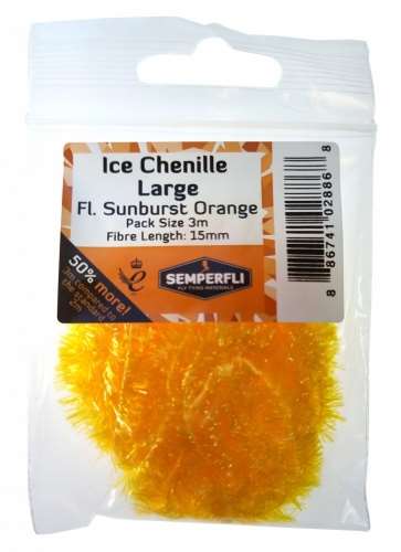 Ice Chenille 15mm Large Fl Sunburst Orange