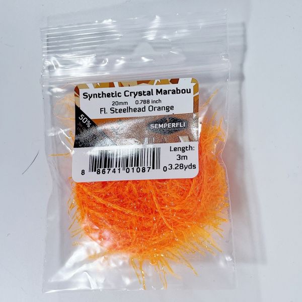 Synthetic Crystal Marabou 20mm Fl Steelhead Orange