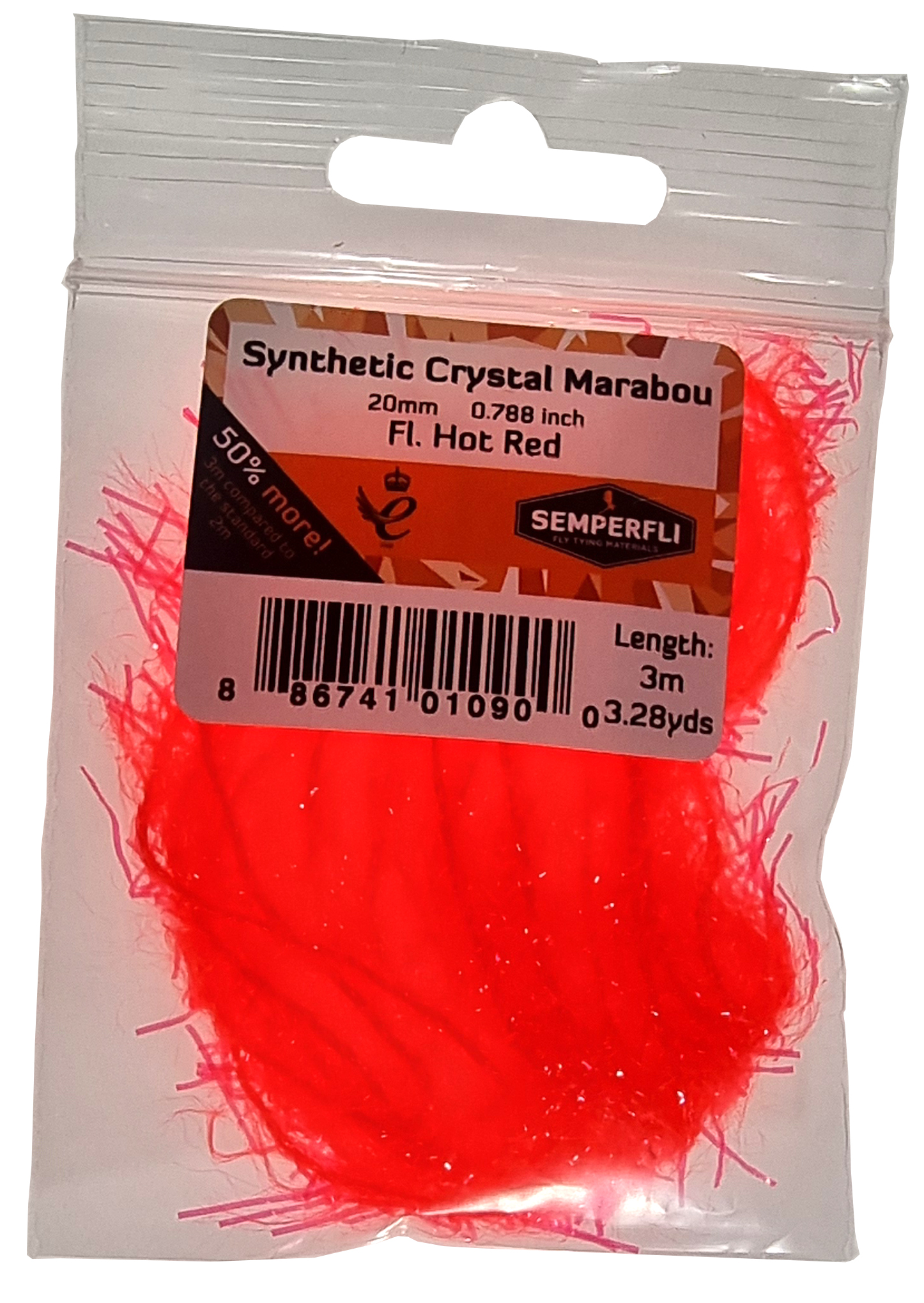 Synthetic Crystal Marabou 20mm Fl Hot Red 