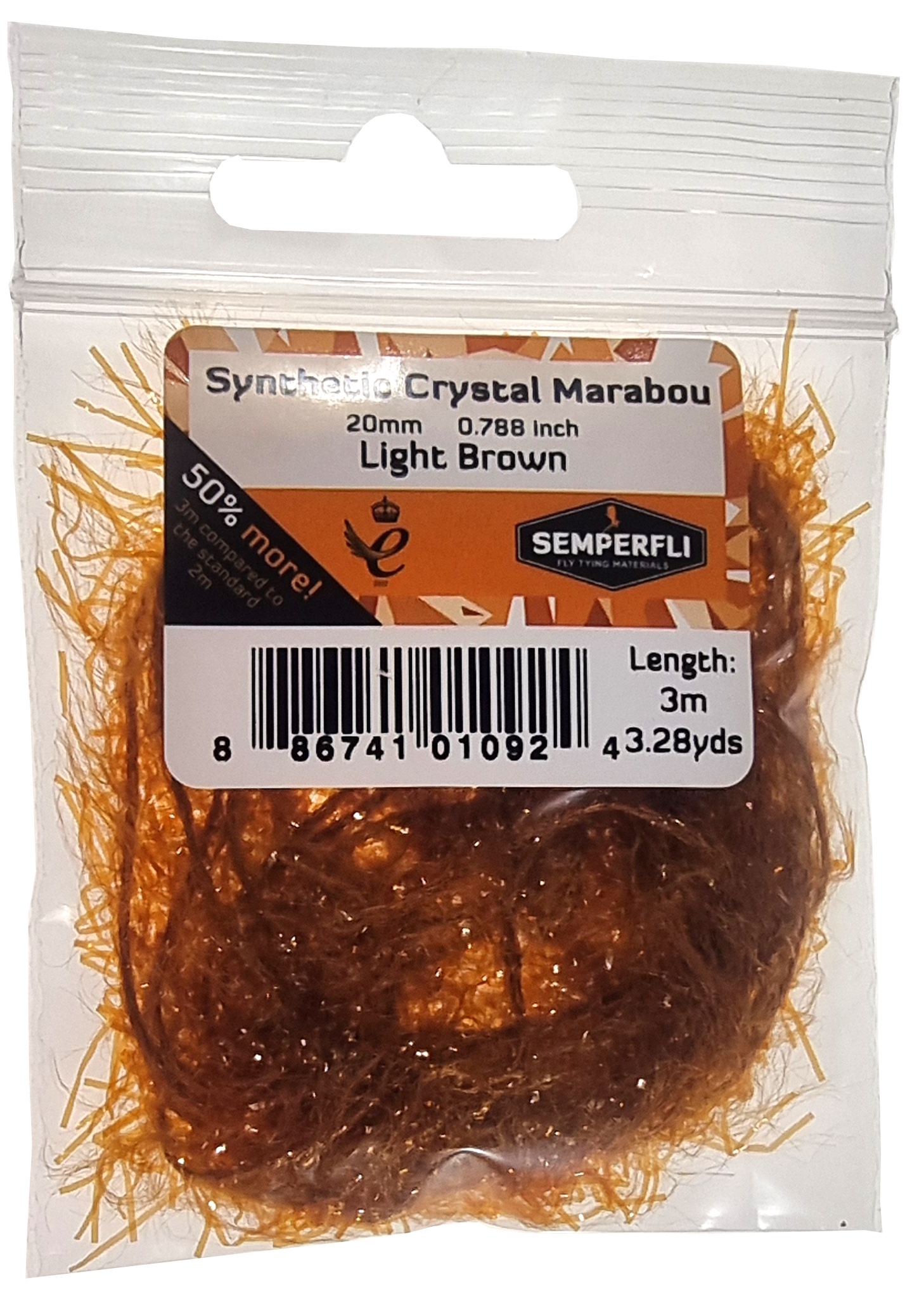 Synthetic Crystal Marabou 20mm Light Brown