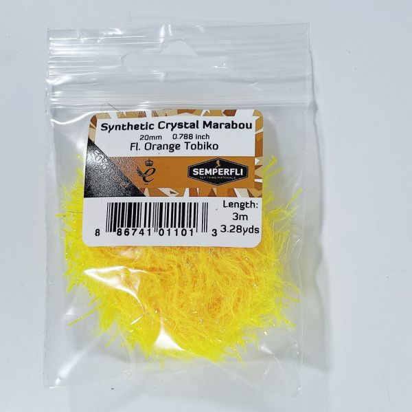 Synthetic Crystal Marabou 20mm Fl Orange Tobiko