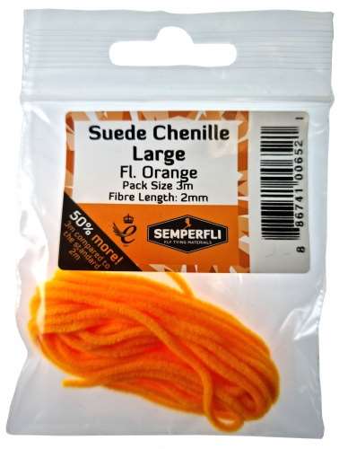 Suede Chenille 2mm Large Fl Orange