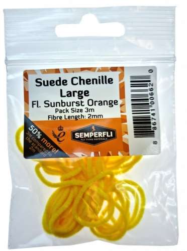 Suede Chenille 2mm Large Fl Sunburst Orange