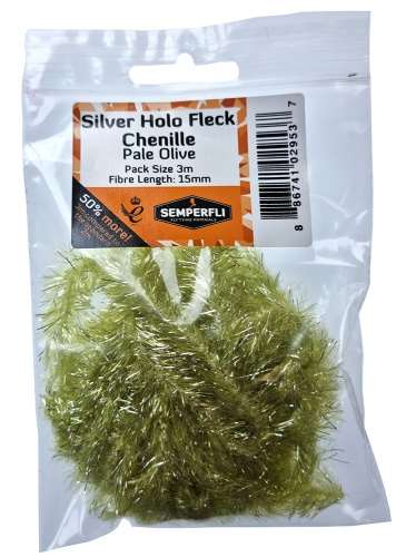 Silver Holographic Fleck 15mm Large Pale Olive