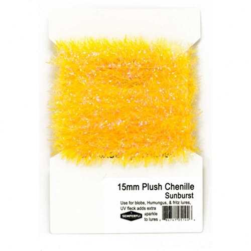 15mm Plush Transluscent Chenille Fluoro Orange Sunburst