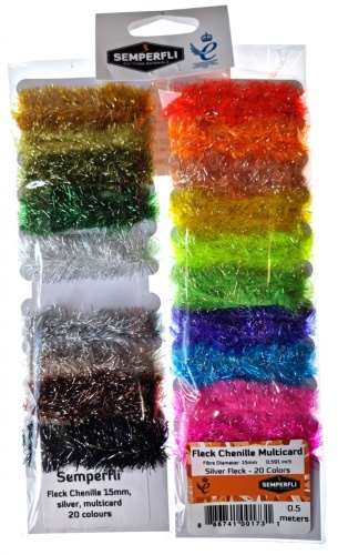 Silver Holographic Fleck Chenille Multicards 15mm Large Mixed 20 Colors