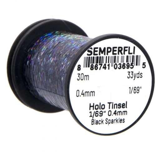 1/69'' Holographic Black Sparkle Tinsel