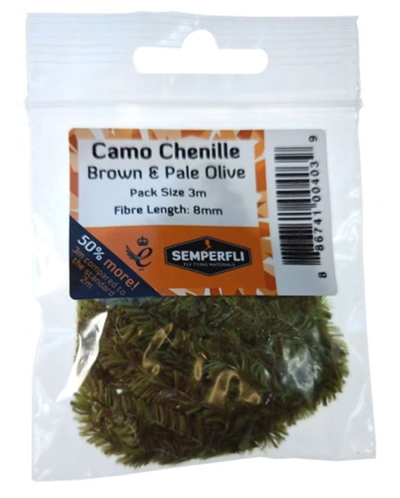 Camo Chenille 8mm Medium Brown & Pale Olive