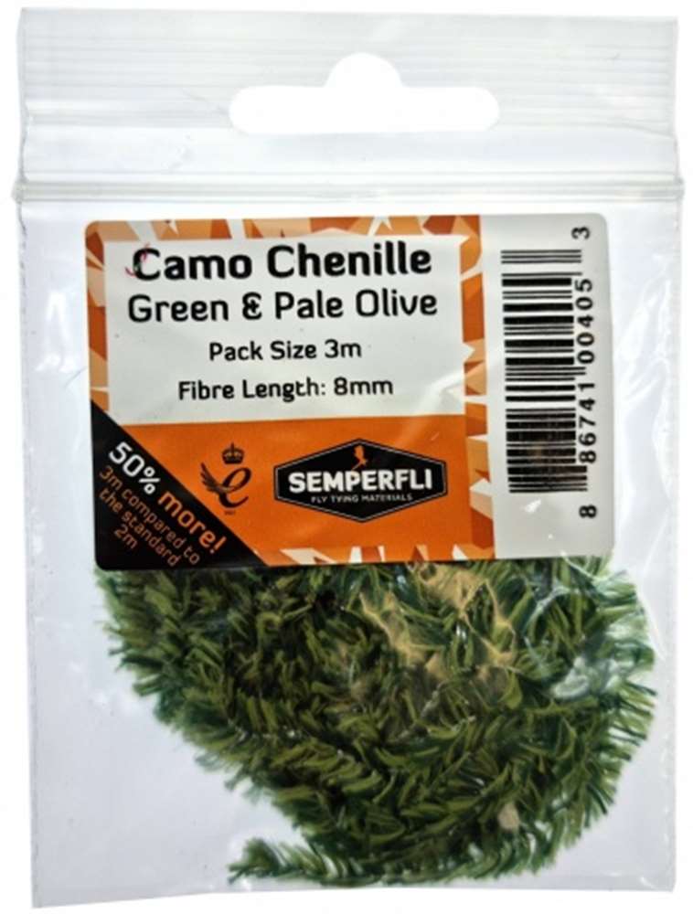 Camo Chenille 8mm Medium Green & Pale Olive