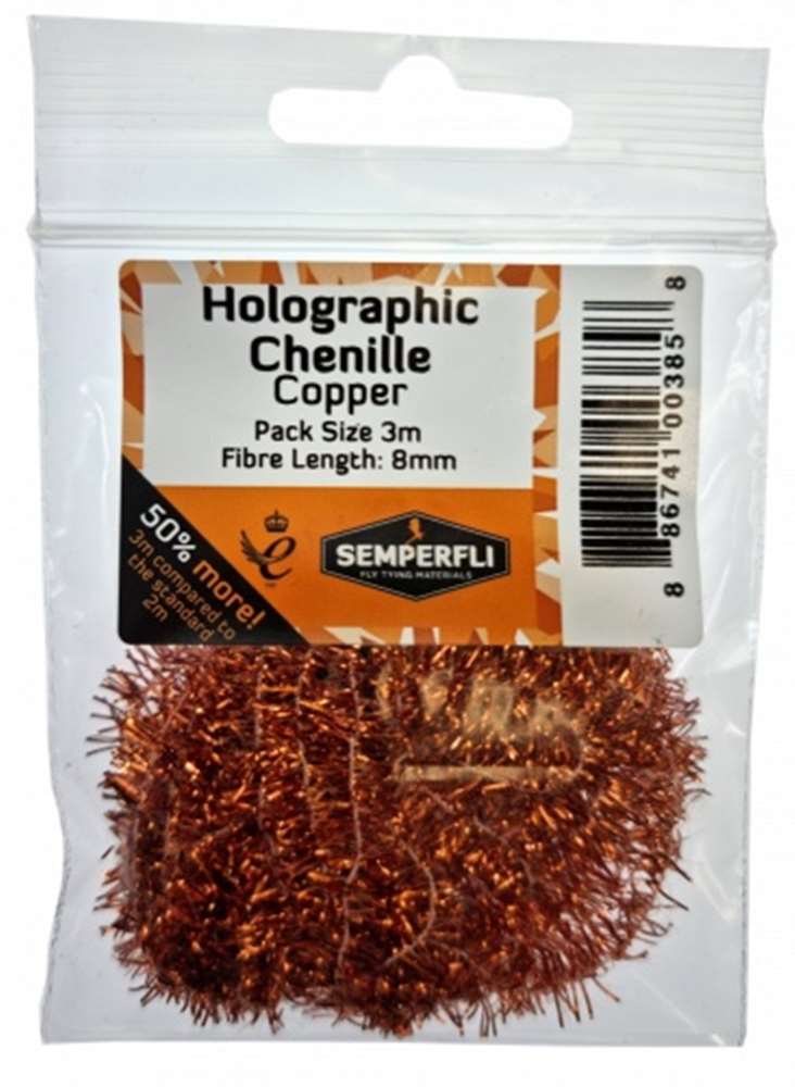 Holographic Tinsel Chenille 8mm Medium Copper
