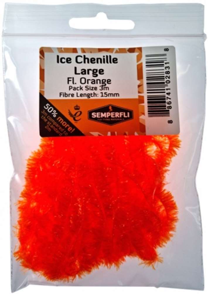Ice Chenille 15mm Large Fl Orange