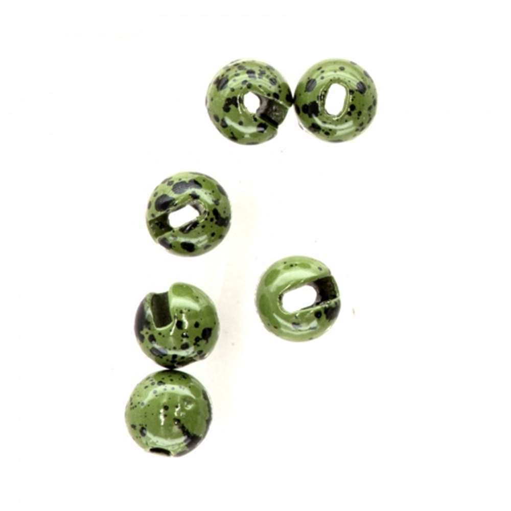 Tungsten Slotted Beads 2mm (5/64 Inch) Mottled Olive