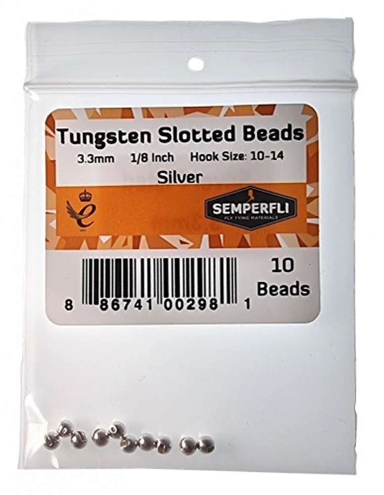 Tungsten Slotted Beads 3.3mm (1/8 Inch) Silver