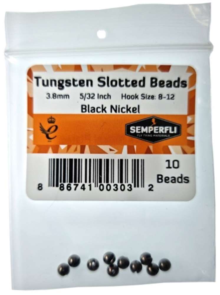 Tungsten Slotted Beads 3.8mm (5/32 Inch) Black Nickel