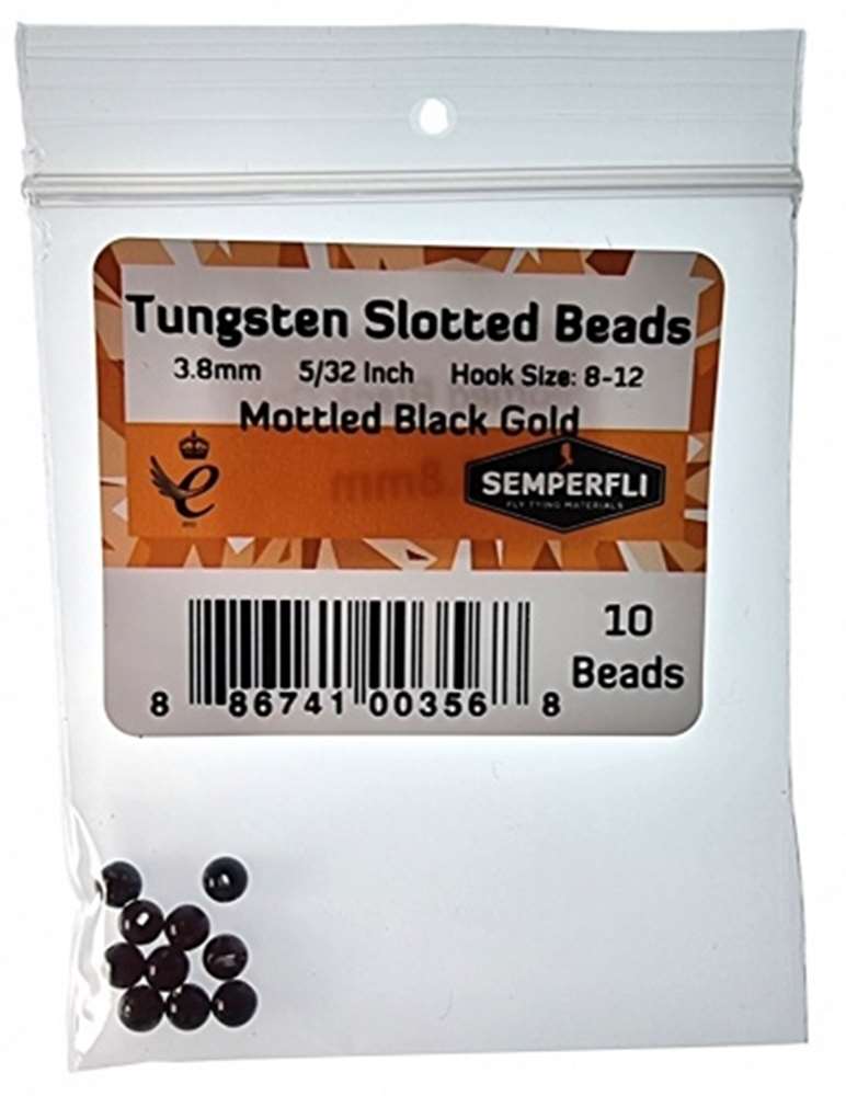 Tungsten Slotted Beads 3.8mm (5/32 Inch) Mottled Black Gold