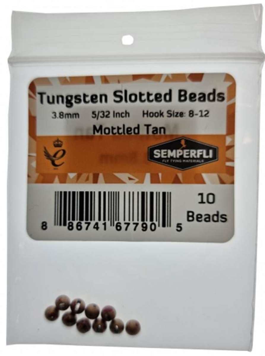 Tungsten Slotted Beads 3.8mm (5/32 inch) Mottled Tan US Semperfli