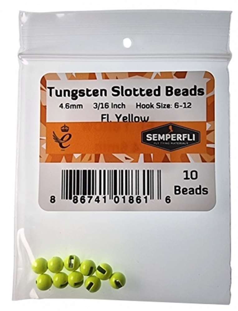 Tungsten Slotted Beads 4.6mm (3/16 Inch) Fl Yellow
