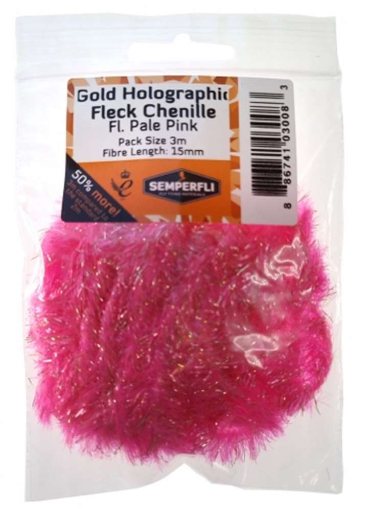Gold Holographic Fleck 15mm Large Fl Pale Pink