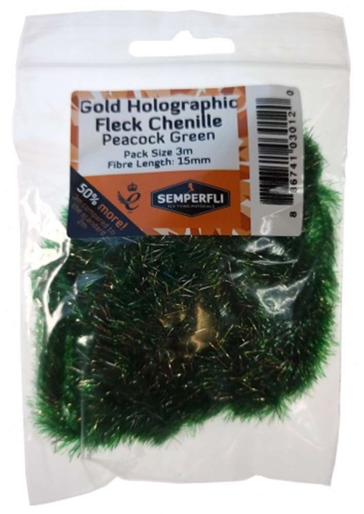 Gold Holographic Fleck 15mm Large Peacock Green