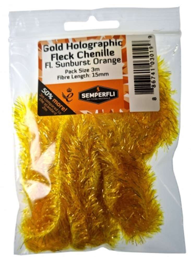 Gold Holographic Fleck 15mm Large Fl Sunburst Orange