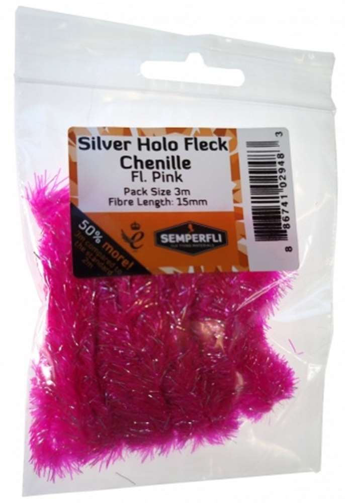 Silver Holographic Fleck 15mm Large Fl Pink
