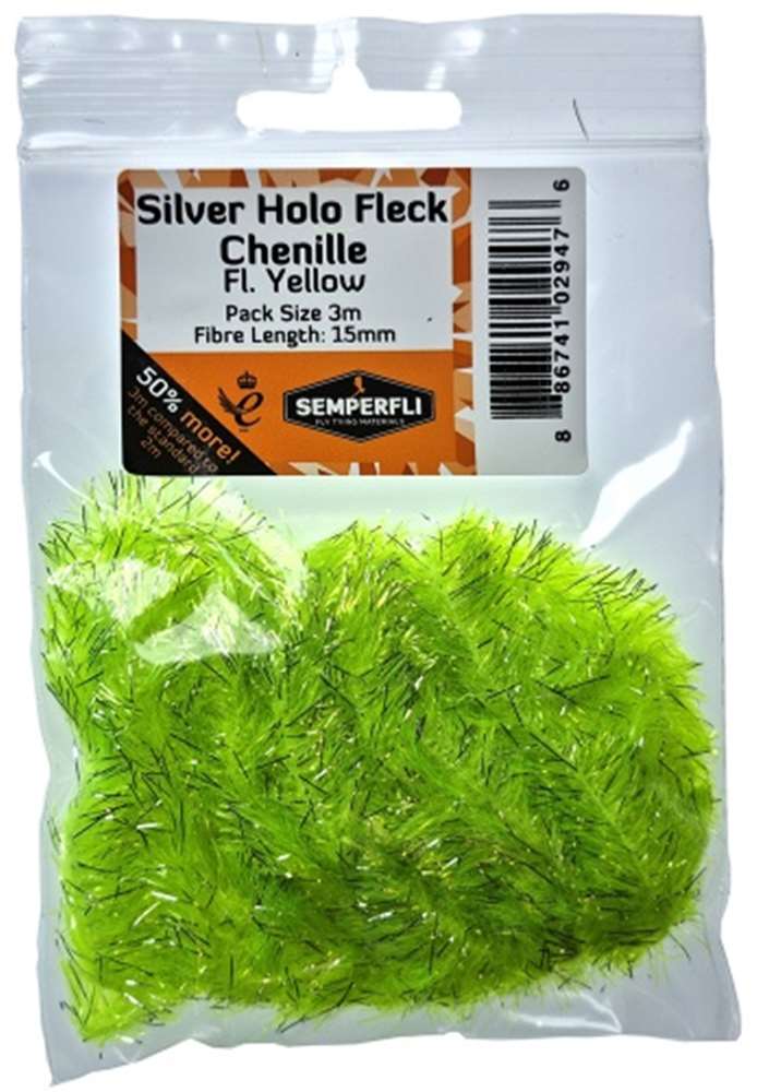 Silver Holographic Fleck 15mm Large Fl Yellow