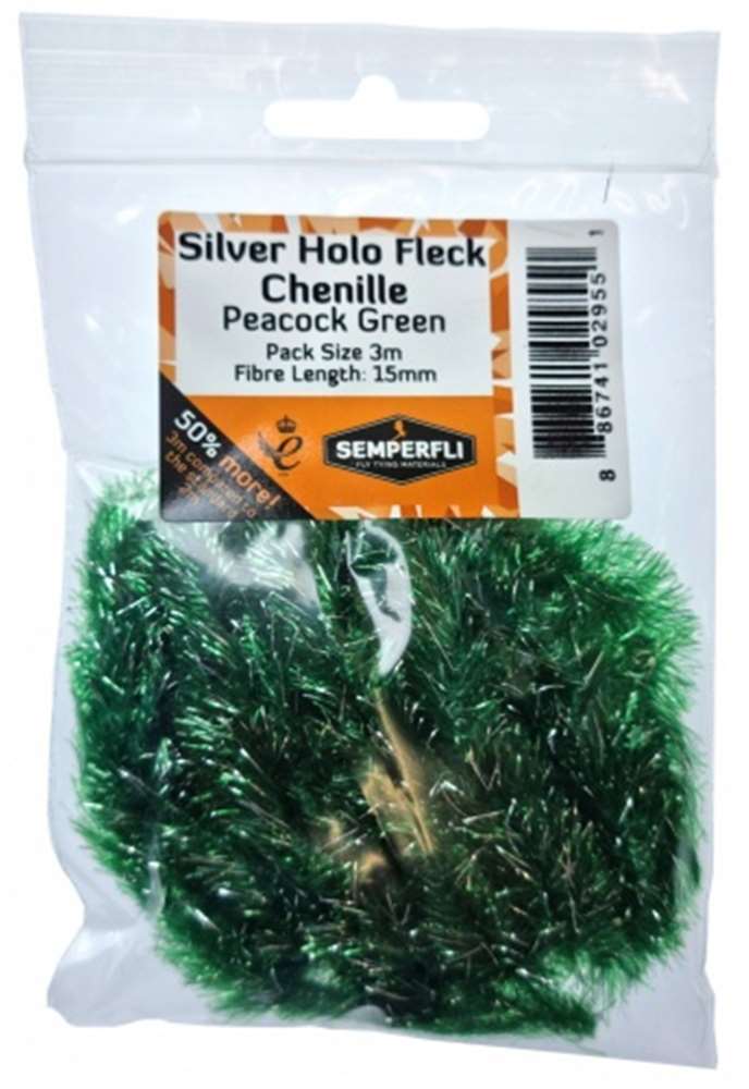 Silver Holographic Fleck 15mm Large Peacock Green