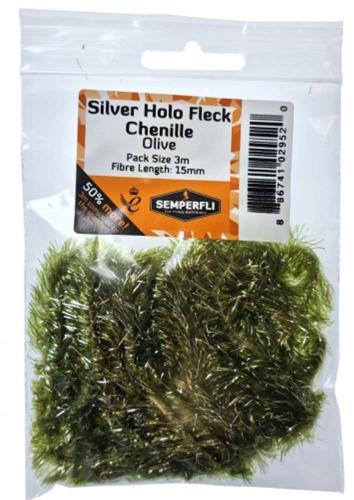 Silver Holographic Fleck 15mm Large Olive