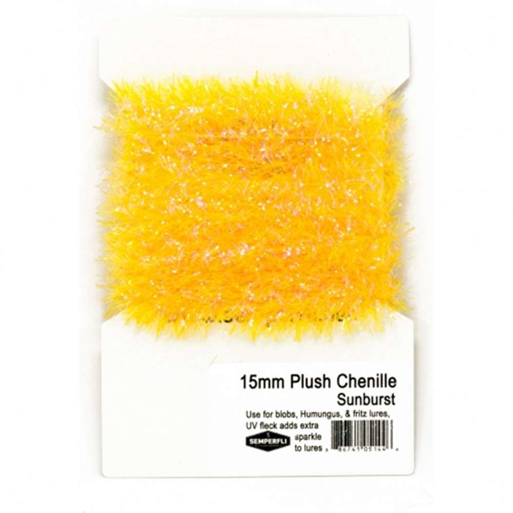 15mm Plush Transluscent Chenille Fluoro Orange Sunburst