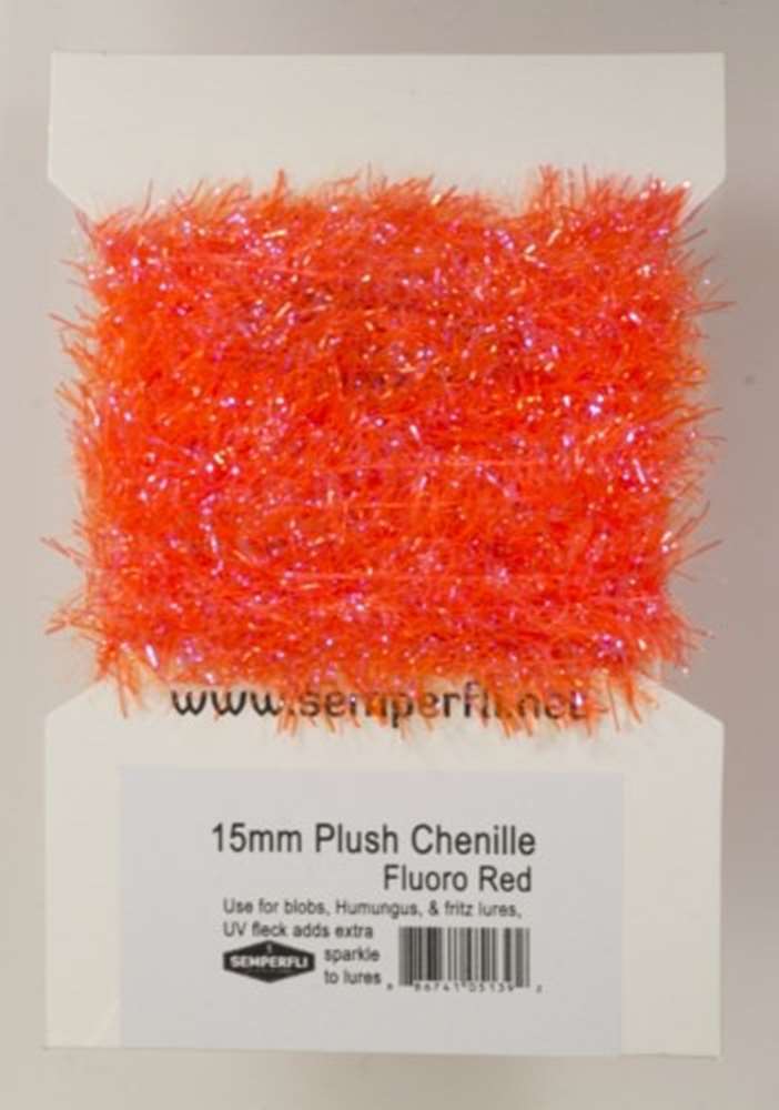 15mm Plush Transluscent Chenille Fluoro Red
