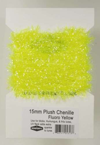 15mm Plush Transluscent Chenille Fluoro Yellow Sunburst